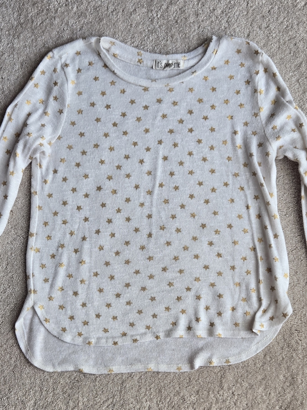 It's Our Time White Long Sleeve Top with Gold Stars